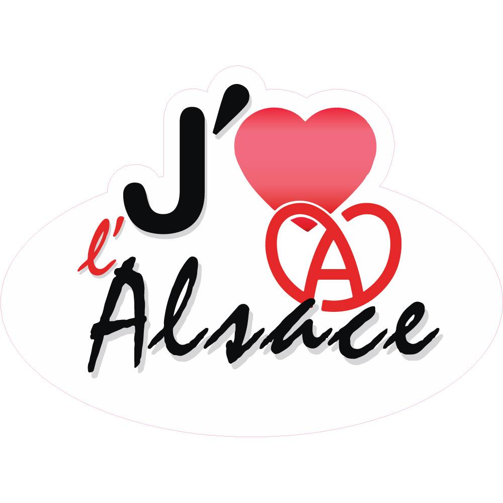 J'aime l'Alsace coeur logo autocollant sticker logo476