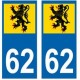62 Flandres autocollant plaque