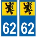 62 Flandres autocollant plaque