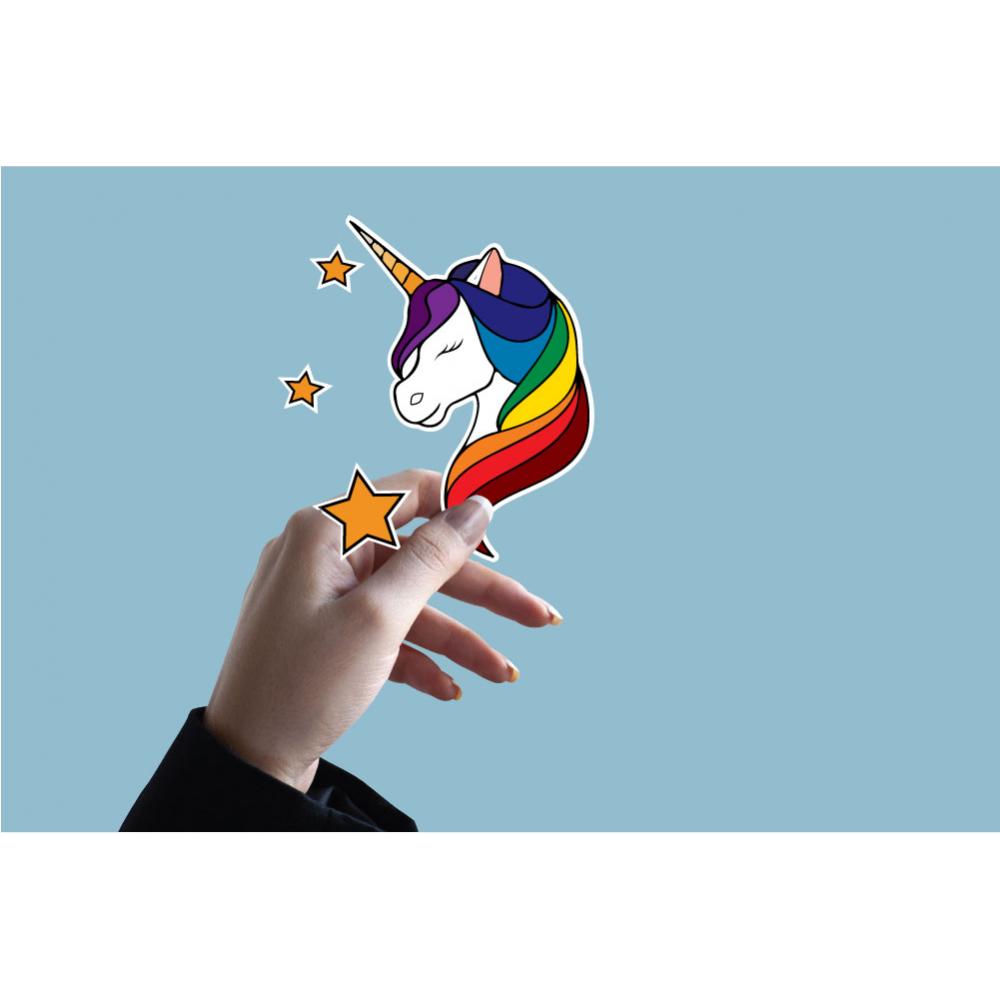 Licorne arc-en-ciel 3 étoiles transparent autocollant sticker logo1