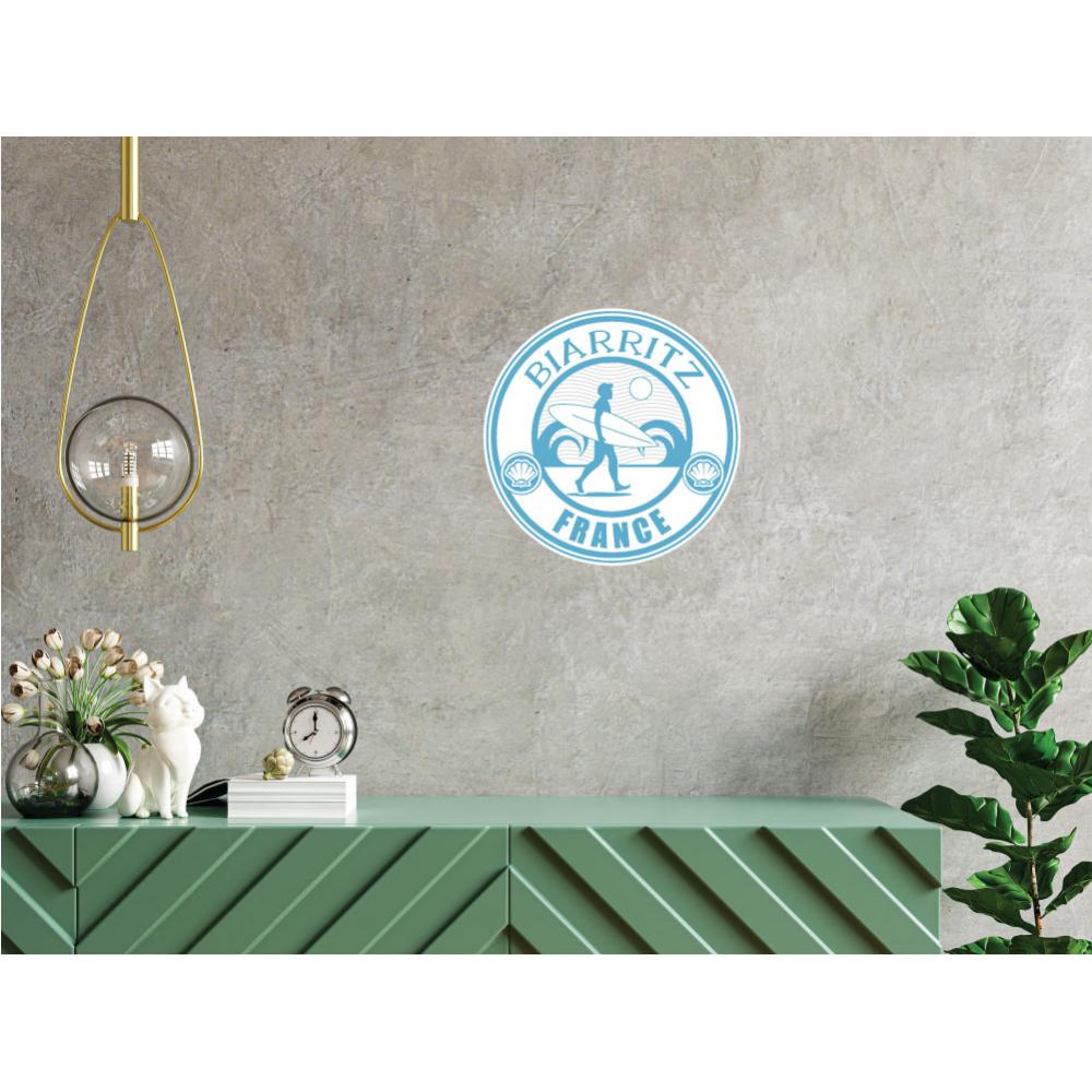 Biarritz France Surf vague mer coquillage soleil autocollant sticker logo346