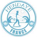 Hendaye France Surf vague mer coquillage soleil autocollant sticker logo356
