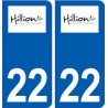 22 Hillion logo ville autocollant plaque sticker