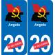 Angola mapa de la bandera de la etiqueta engomada de la etiqueta engomada de la placa de matriculación