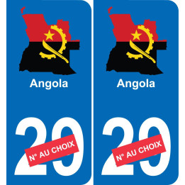 Angola mapa de la bandera de la etiqueta engomada de la etiqueta engomada de la placa de matriculación
