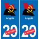Angola mapa de la bandera de la etiqueta engomada de la etiqueta engomada de la placa de matriculación