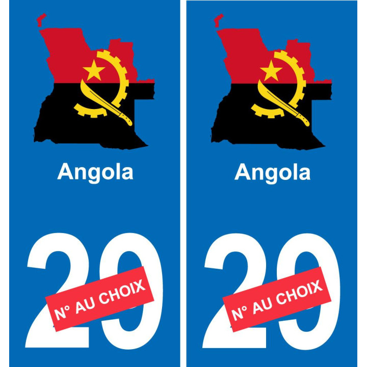 Angola mapa de la bandera de la etiqueta engomada de la etiqueta engomada de la placa de matriculación