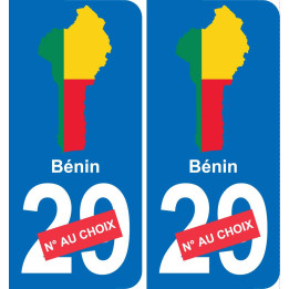 Bénin mapa de la bandera de la etiqueta engomada de la etiqueta engomada de la placa de matriculación