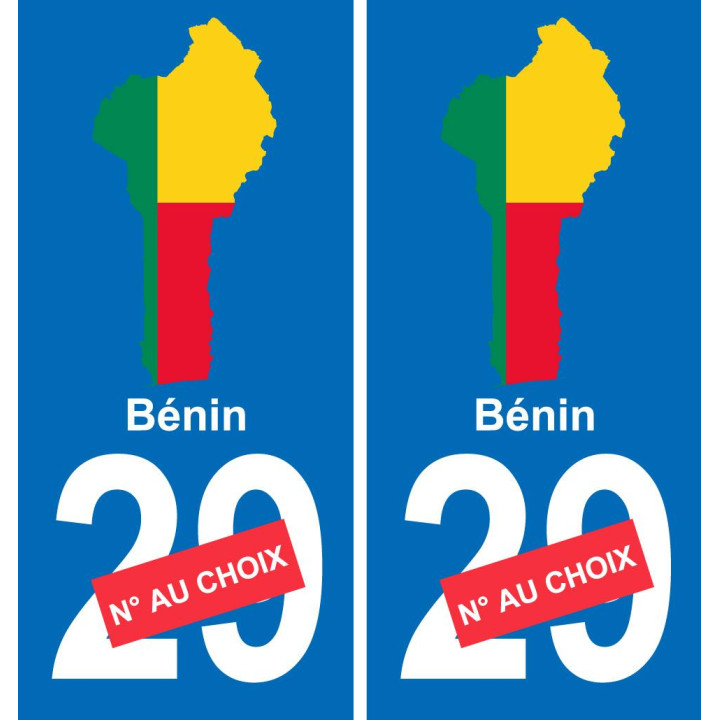 Bénin mapa de la bandera de la etiqueta engomada de la etiqueta engomada de la placa de matriculación