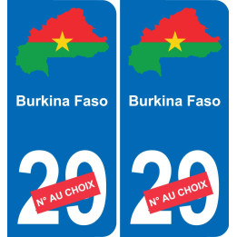 Burkina Faso carte drapeau autocollant sticker plaque immatriculation auto voiture département