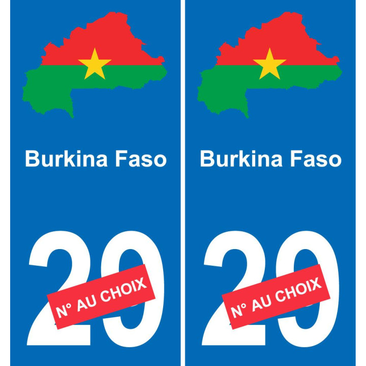Burkina Faso carte drapeau autocollant sticker plaque immatriculation auto voiture département