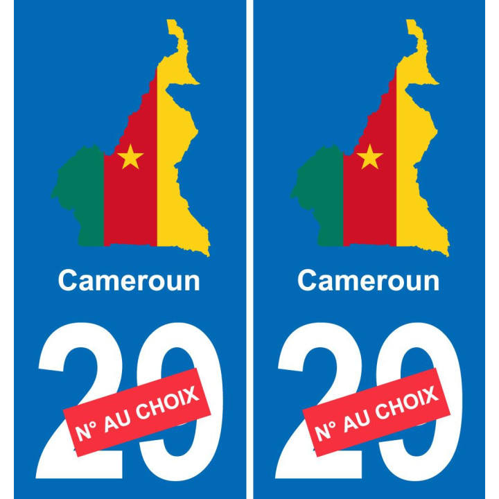 Camerún mapa de la bandera de la etiqueta engomada de la etiqueta engomada de la placa de matriculación
