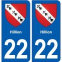 22 Hillion blason ville autocollant plaque sticker