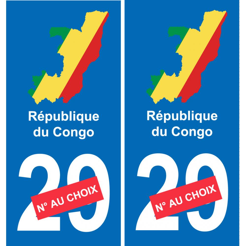 Congo mapa de la bandera de la etiqueta engomada de la etiqueta engomada de la placa de matriculación
