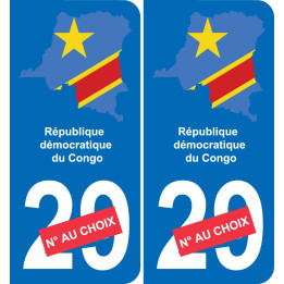 Congo DR mapa de la bandera de la etiqueta engomada de la etiqueta engomada de la placa de matriculación