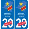 Congo DR carte drapeau autocollant sticker plaque immatriculation auto voiture département