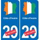 Côte d'Ivoire carte drapeau autocollant sticker plaque immatriculation auto voiture département