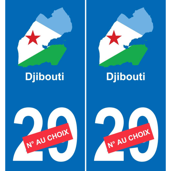 Djibouti carte drapeau autocollant sticker plaque immatriculation auto voiture département