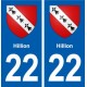 22 Hillion coat of arms, city sticker, plate sticker