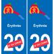 Érythrée carte drapeau autocollant sticker plaque immatriculation auto voiture département