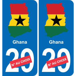 Ghana carte drapeau autocollant sticker plaque immatriculation auto voiture département