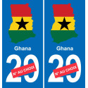 Ghana carte drapeau autocollant sticker plaque immatriculation auto voiture département