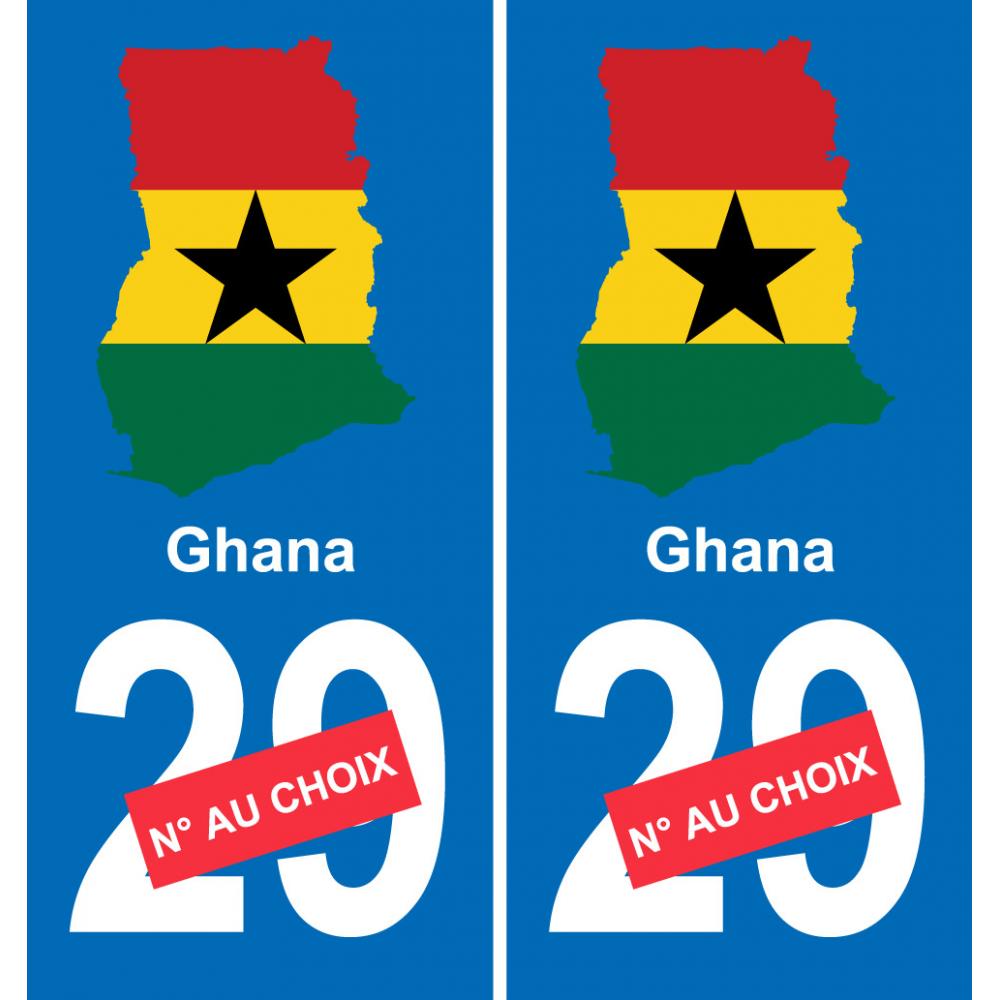 Ghana carte drapeau autocollant sticker plaque immatriculation auto voiture département