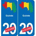 Guinée carte drapeau autocollant sticker plaque immatriculation auto voiture département