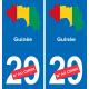 Guinea mapa de la bandera de la etiqueta engomada de la etiqueta engomada de la placa de matriculación