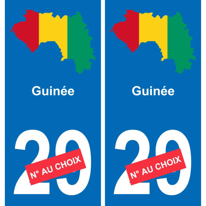 Guinea mapa de la bandera de la etiqueta engomada de la etiqueta engomada de la placa de matriculación
