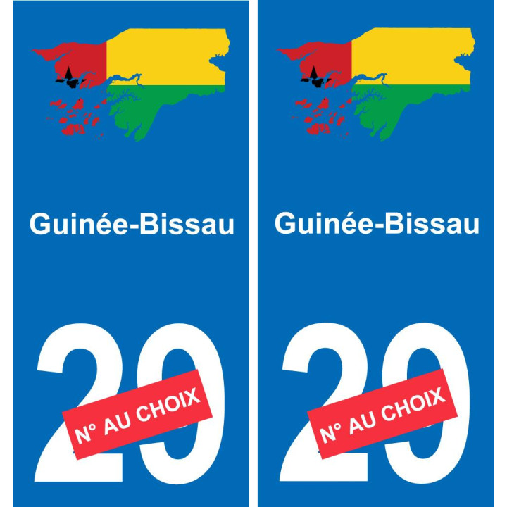 Guinée-Bissao carte drapeau autocollant sticker plaque immatriculation auto voiture département