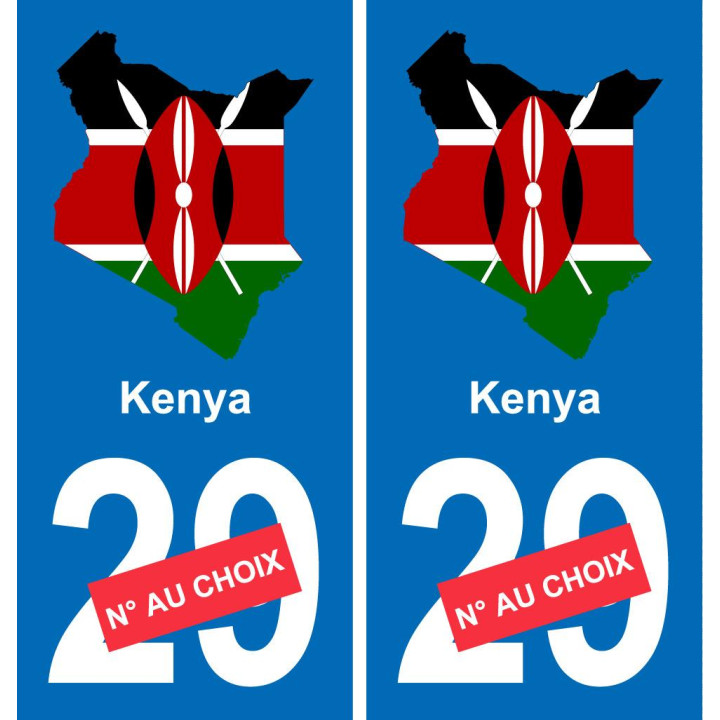 Kenya carte drapeau autocollant sticker plaque immatriculation auto voiture département
