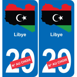 Libye carte drapeau autocollant sticker plaque immatriculation auto voiture département