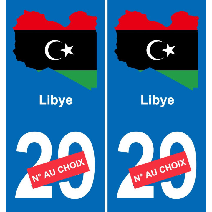 Libye carte drapeau autocollant sticker plaque immatriculation auto voiture département