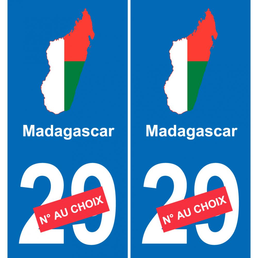 Madagascar carte drapeau autocollant sticker plaque immatriculation auto voiture département