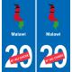 Malawi mappa bandiera adesivo adesivo targa di immatricolazione