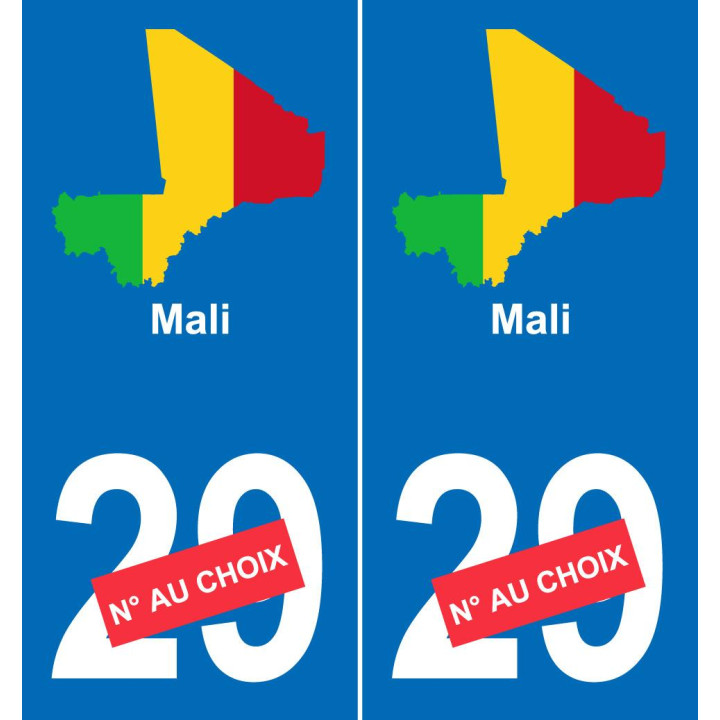 Mali carte drapeau autocollant sticker plaque immatriculation auto voiture département