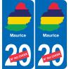 Maurice carte drapeau autocollant sticker plaque immatriculation auto voiture département