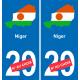 Niger carte drapeau autocollant sticker plaque immatriculation auto voiture département