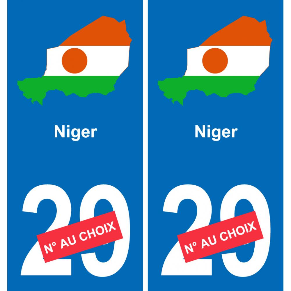 Niger carte drapeau autocollant sticker plaque immatriculation auto voiture département