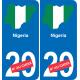 Nigéria carte drapeau autocollant sticker plaque immatriculation auto voiture département