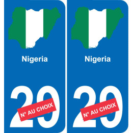 Nigéria carte drapeau autocollant sticker plaque immatriculation auto voiture département