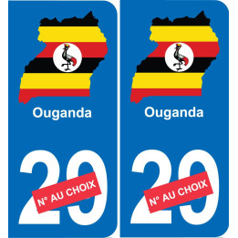 Ouganda carte drapeau autocollant sticker plaque immatriculation auto voiture département