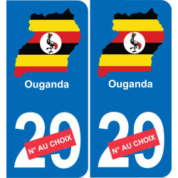 Uganda mappa bandiera adesivo adesivo targa di immatricolazione