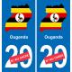Uganda mapa de la bandera de la etiqueta engomada de la etiqueta engomada de la placa de matriculación