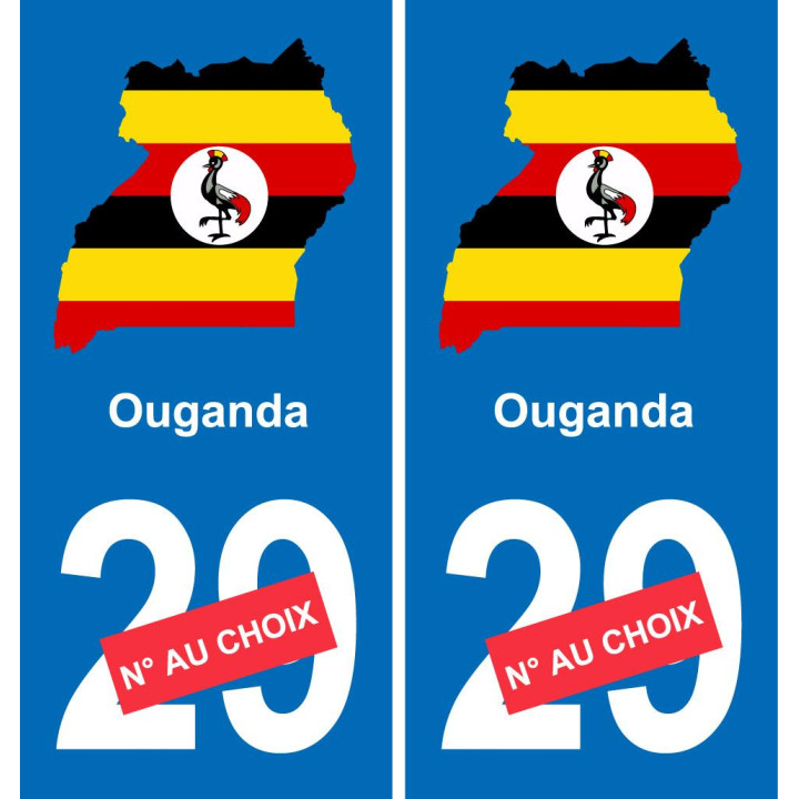 Ouganda carte drapeau autocollant sticker plaque immatriculation auto voiture département