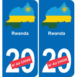 Rwanda carte drapeau autocollant sticker plaque immatriculation auto voiture département
