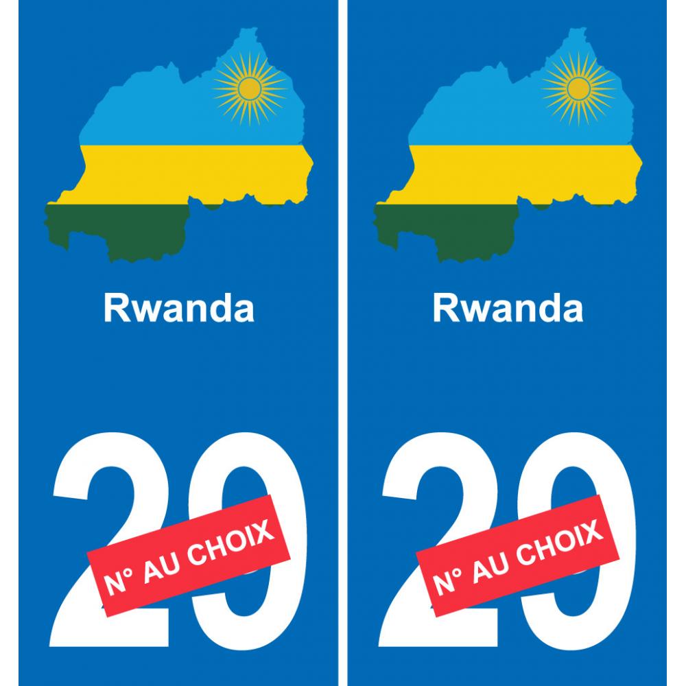 Rwanda carte drapeau autocollant sticker plaque immatriculation auto voiture département