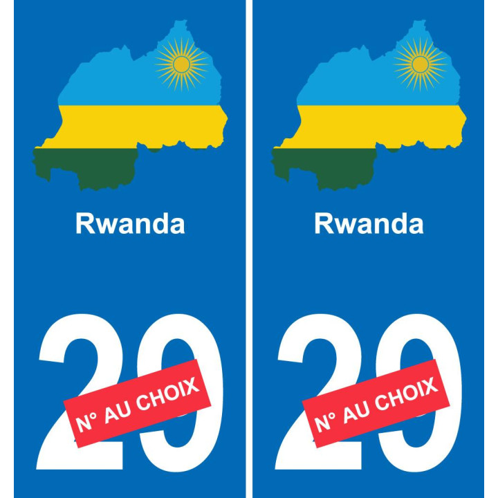 Ruanda mapa de la bandera de la etiqueta engomada de la etiqueta engomada de la placa de matriculación