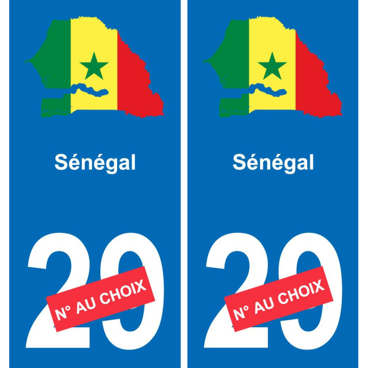 Sénégal carte drapeau autocollant sticker plaque immatriculation auto voiture département